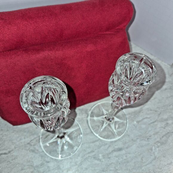 Gorham Star Blossom Crystal Candlestick Holders 6.5ins Tall Discontinued, German - Picture 4 of 5